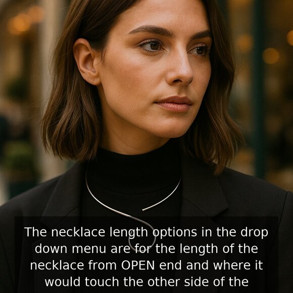 Sterling Silver S-Curve Collar Choker – Minimalist Open Wire Necklace - Picture 5 of 6